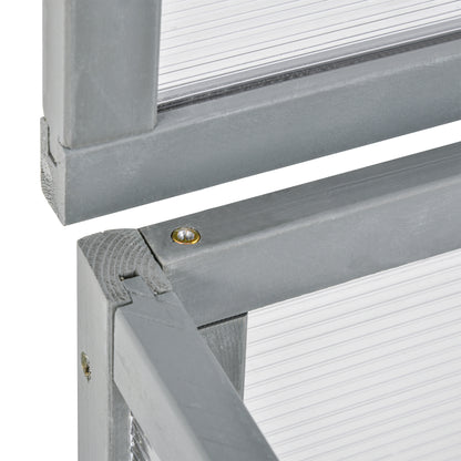 Outsunny Frühbeet Holz und Polycarbonat Treibhaus 90 x 46 x 40 cm Gewächshaus mit Abdeckung wetterfest Frühbeetkasten für Garten Pflanzenbeet Grau