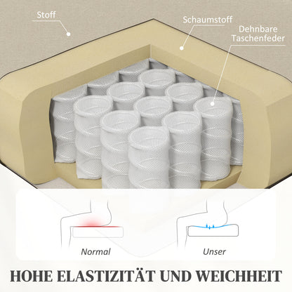 HOMCOM Relaxsessel Fernsehsessel, ausklappbare Fußstütze, neigbar bis zu 160°, 64 x 86 x 102 cm, Creme