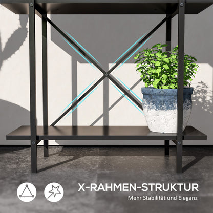 Outsunny Pflanzenständer, Blumentopfständer mit 2 Ebenen, Ablauflöcher, für drinnen und draußen, Metall, Schwarz