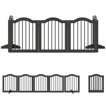 PawHut Absperrgitter Hund Freistehendes Schutzgitter mit Füßen, Klappbar Hundegitter, 5 Paneelen, 261,5 x 29,5 x 61 cm, Schwarz