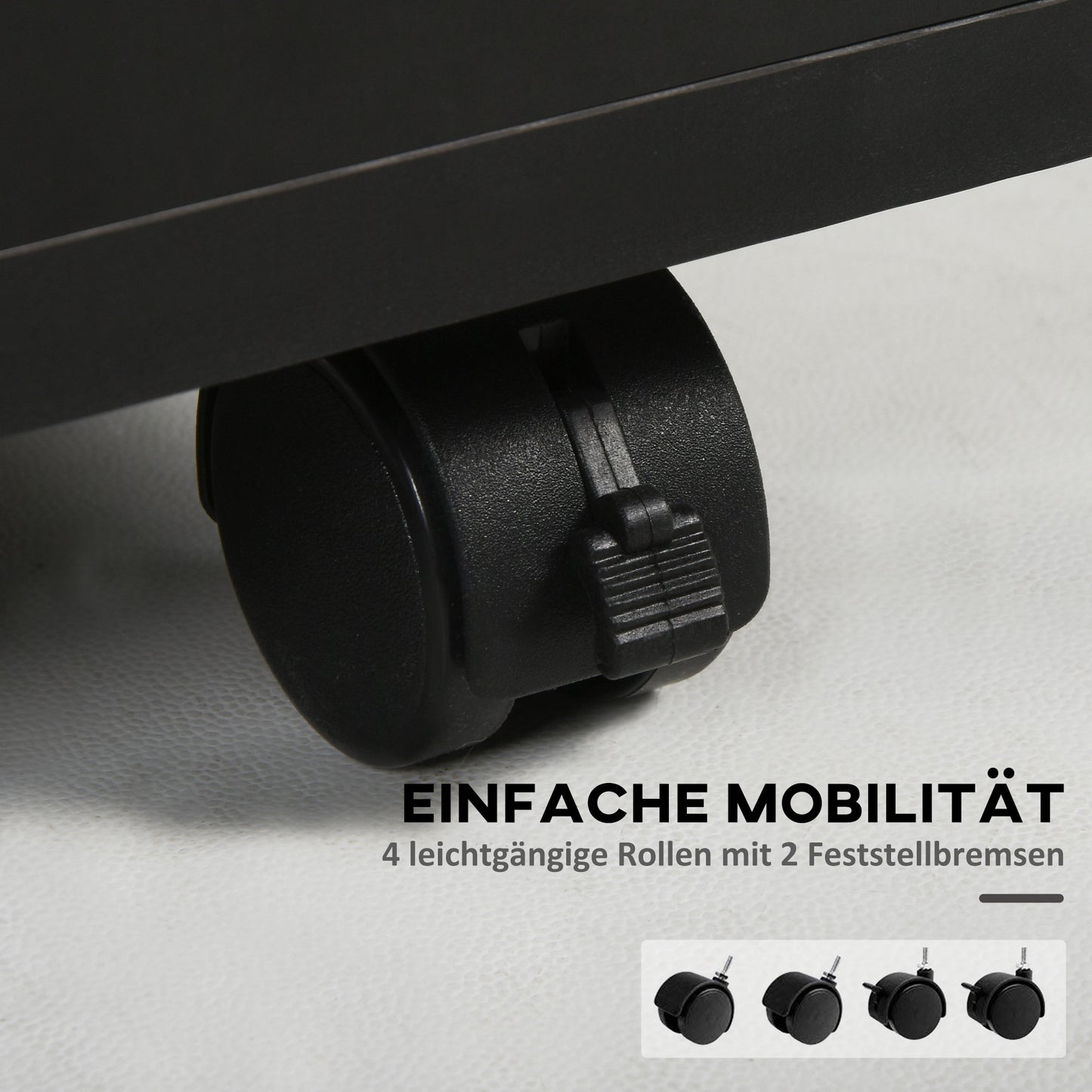 HOMCOM Rollcontainer Schubladencontainer Container, 1 Fach, 1 Regal, 1 Schublade, 40 cm x 3 cm x 60 cm, Schwarz