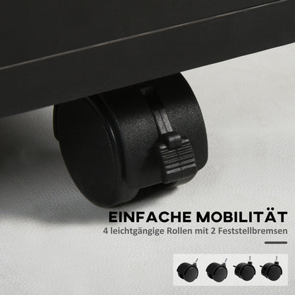 HOMCOM Rollcontainer Schubladencontainer Container, 1 Fach, 1 Regal, 1 Schublade, 40 cm x 3 cm x 60 cm, Schwarz