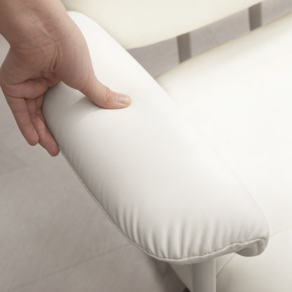 HOMCOM Höhenverstellbarer Schreibtischstuhl mit weichem Kissen und Kunstleder-Bezug, flexiblen Rädern und Kippfunktion, Weiß