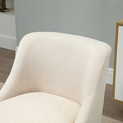 HOMCOM Sessel Loungesessel mit Leinenoptik, Armlehne, Gepolstert Relaxsessel mit Holzbeine, für Wohnzimmer, Schlafzimmer, Cremeweiß