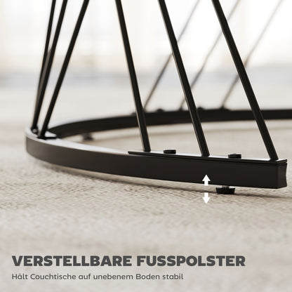 HOMCOM Couchtische im 2er-Set, Marmoroptik, Spanplatte, Metall, runde Kaffeetische für Wohnzimmer, ineinanderstellbar, Weiß