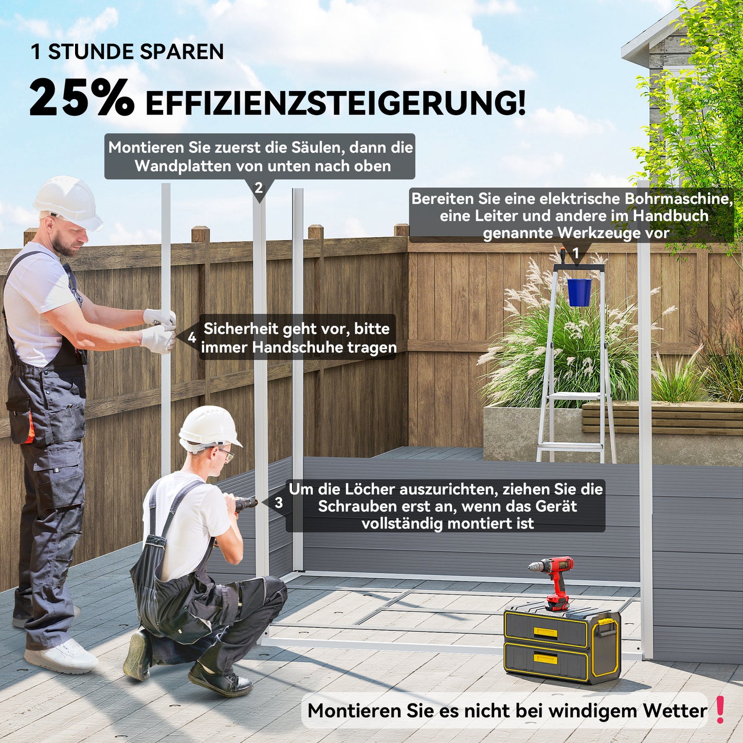 Outsunny Gerätehaus, Gartenhaus, Geräteschuppen mit Lüftungsfenster, Kunststoff, Metall, 240 x 190 x 180/228, Grau