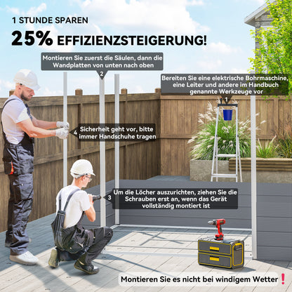 Outsunny Gerätehaus, Gartenhaus, Geräteschuppen mit Lüftungsfenster, Kunststoff, Metall, 240 x 190 x 180/228, Grau