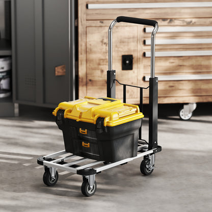 HOMCOM Faltbarer Handwagen, 150 kg Belastbarkeit, erweiterbare Fläche, höhenverstellbarer Griff, für Kisten, Metall, Schwarz