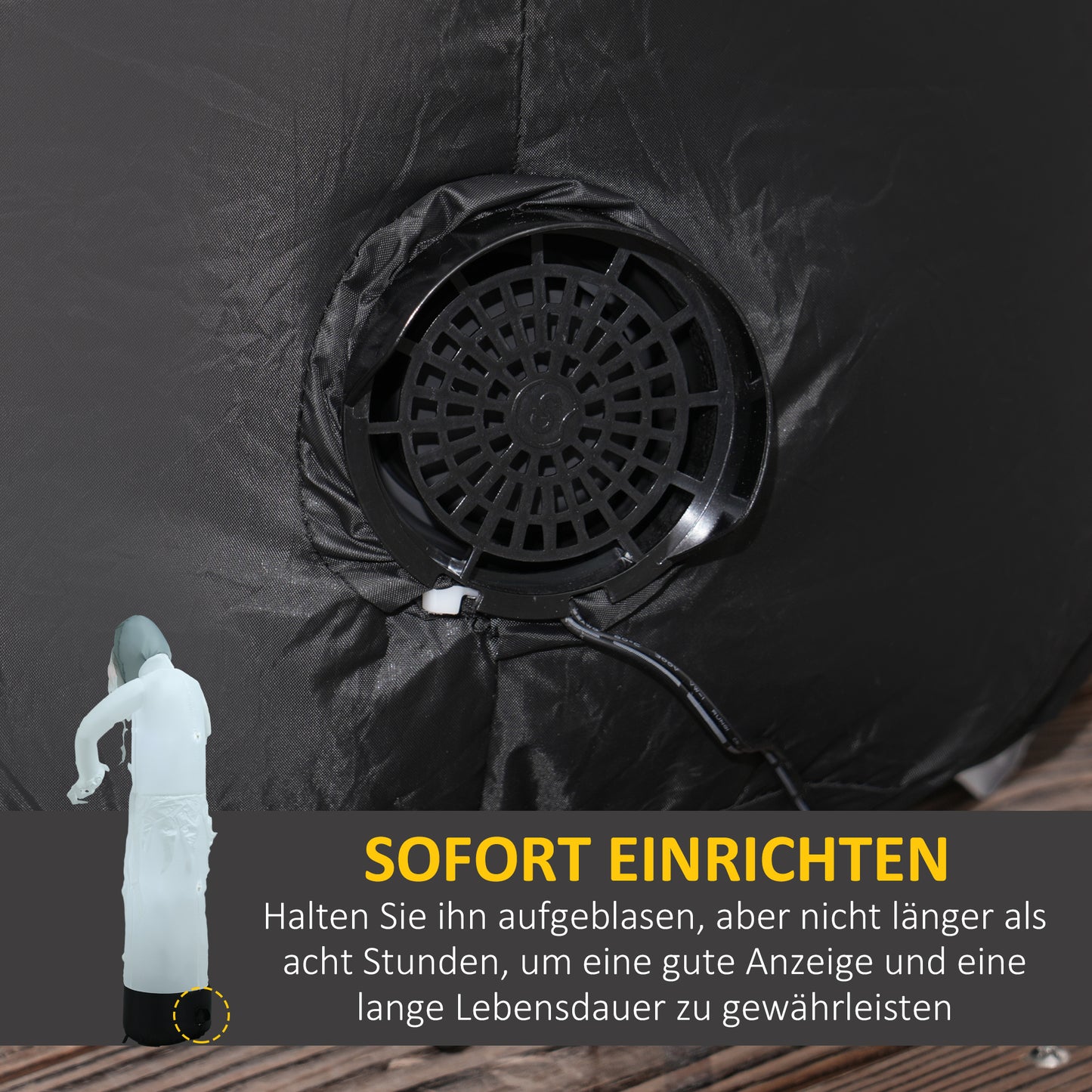 Outsunny Halloweendeko, Geisterhexe mit roten Augen, aufblasbar, LEDs, Outdoor-tauglich, 180 cm, Weiß