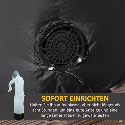 Outsunny Halloweendeko, Geisterhexe mit roten Augen, aufblasbar, LEDs, Outdoor-tauglich, 180 cm, Weiß