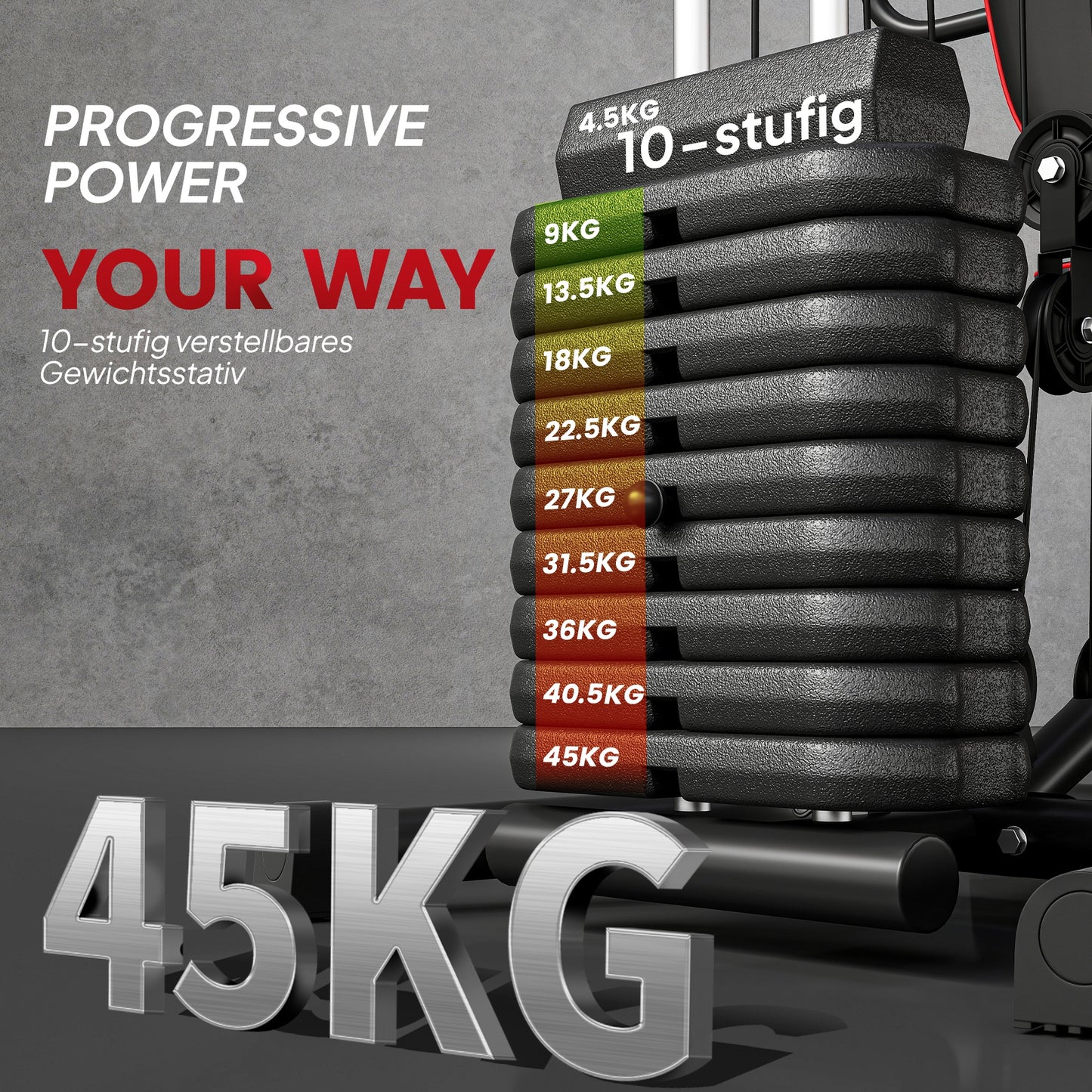 HOMCOM Heimtrainer, Trainingsstation, Hantelbank, Brustpresse, Stahl, 170x104x205 cm, Schwarz