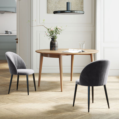 HOMCOM 2er-Set Esszimmerstühle Akzentstühle Küchenstühle, Retrodesign, Samtoptik, 52 cm x 54 cm x 79 cm, Grau