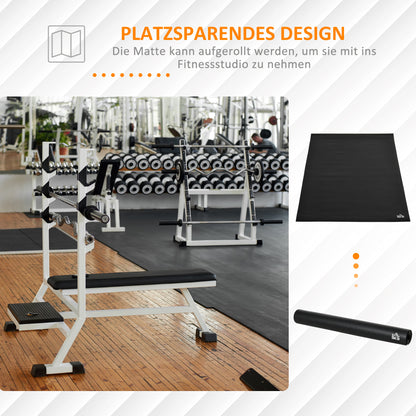 HOMCOM Bodenschutzmatte für Fitnessgeräte rutschfest Fitnessmatte 6 mm Dicke Unterlegmatte Sportmatte Multifunktionsmatte für Yoga Laufband Heimtrainer Yogamatte Bodenmatte 180x90 cm Schwarz
