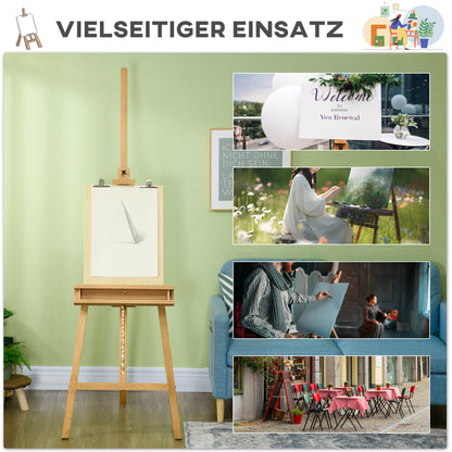 Vinsetto Staffelei, Holzstaffelei, höhenverstellbar, klappbar, Stiftablage, Buchenholz, 65 x 110 x 180-235 cm