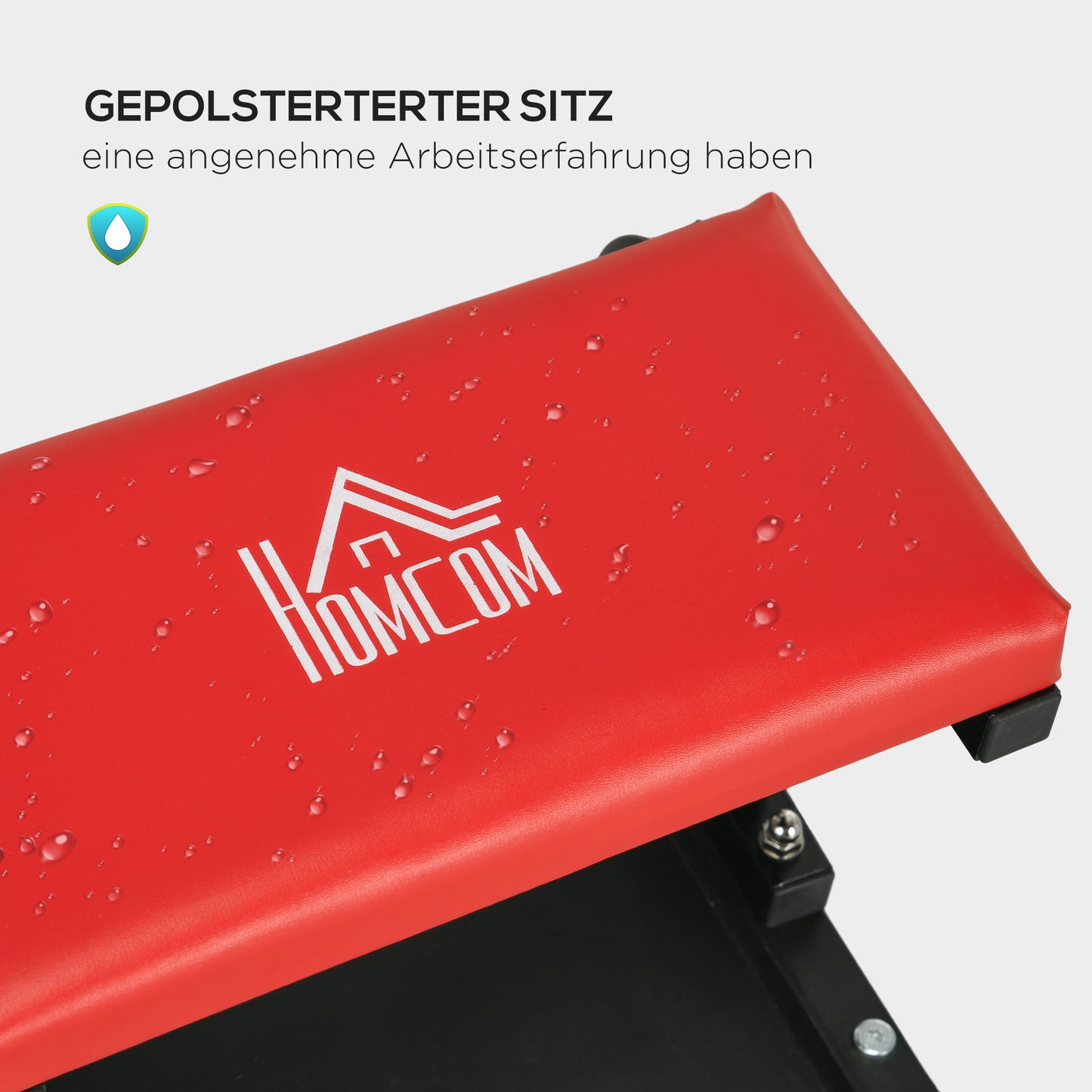 HOMCOM Werkstatthocker, robust & komfortabel, 38x35x37cm, Rot/Schwarz