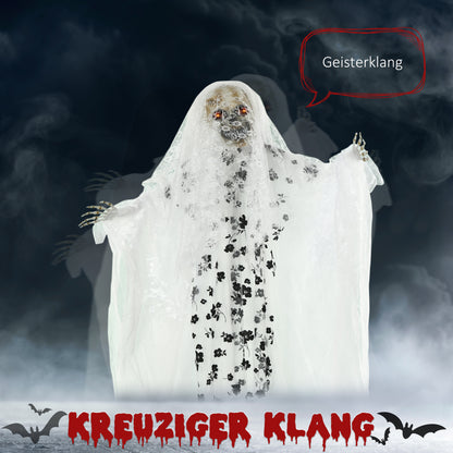 Outsunny Halloween-Dekoration Geisterbraut, Schreie &amp; Augenleuchten, bewegungsaktiviert, 170cm groß, Inomhus