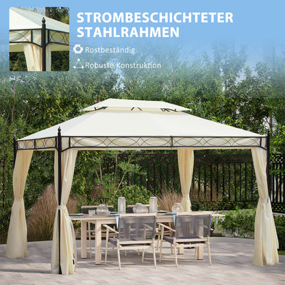 Outsunny Luxus Pavillon Gartenpavillon Partyzelt Festzelt Gartenzelt Pagode 3x4 m Creme