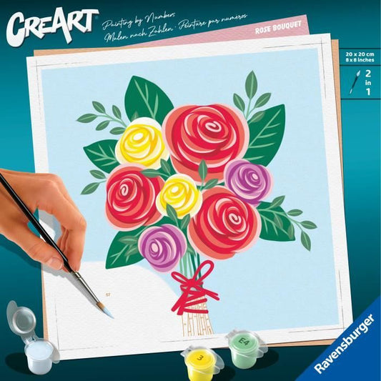 CreArt 20x20 cm Bouquet of roses, Creative leisure, Adult, Paint by numbers, 25520, Ravensburger