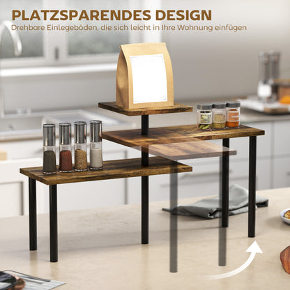 HOMCOM Küchenregal, Drehbar Mikrowellenregal mit 3 Ebenen, Industrielles Standregal Metall, 40 x 18 x 36,5 cm