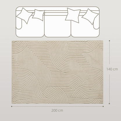 HOMCOM Maschinengewebter Teppich, 15 mm hoch, vielseitig einsetzbar, rutschfest, Cremeweiß