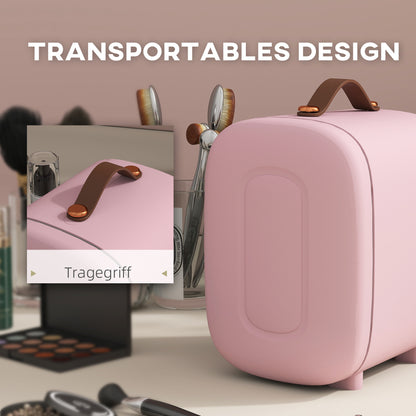 HOMCOM Mini Kühlschrank Kühlschrank Beauty Fridge, 4 L Fassungsvermögen, 20,3 x 26,3 x 28 cm, Rosa