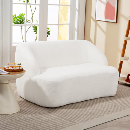 HOMCOM 2-Sitzer-Sofa, geschwungenes Design, Polstersofa mit Fleece-Bezug, für Wohnzimmer, Schlafzimmer, Homeoffice, Cremeweiß