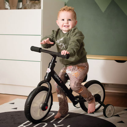 HOMCOM Kinder Laufrad ab 2-5 Jahre Lauflernrad mit Stützrädern, Pedalen, Höhenverstellbarem Sitz, Spielzeug Balance Bike für Kleinkinder Erste Geburtstag Geschenk, Schwarz