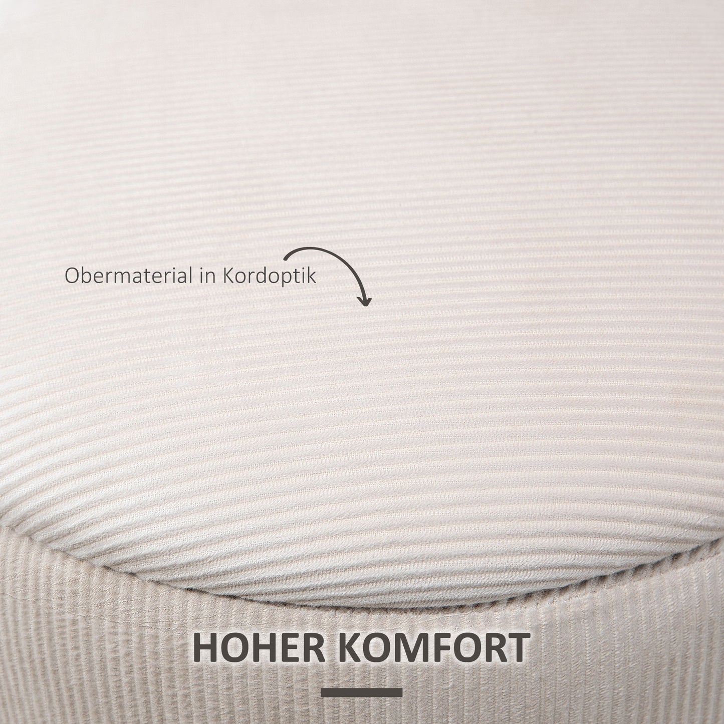 HOMCOM Hocker Ottomane, Zweier-Set, mit Stauraum, weiche Polsterung, Bezug in Cordoptik, Cremeweiß, 40 x 40 x 41cm