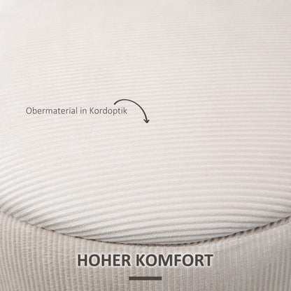 HOMCOM Hocker Ottomane, Zweier-Set, mit Stauraum, weiche Polsterung, Bezug in Cordoptik, Cremeweiß, 40 x 40 x 41cm