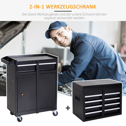 DURHAND Werkstattwagen Werkzeugschrank Werkzeugkasten mit 5 Schubladen 360°-Rollen Metall 60 x 28 x 104,5 cm