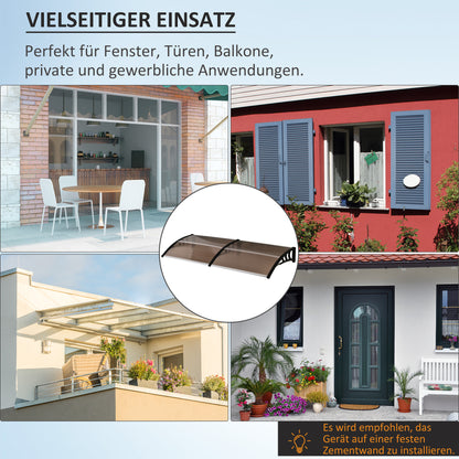 Outsunny Vordach Schutzdach. 75 x 195 x 23 cm, UV-Beständig, Wasserbeständig, Braun
