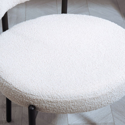 HOMCOM 2er-Set Esszimmerstühle, Fleece-Polsterung, Stühle mit Polstersitz, Metallbeine, Cremeweiß