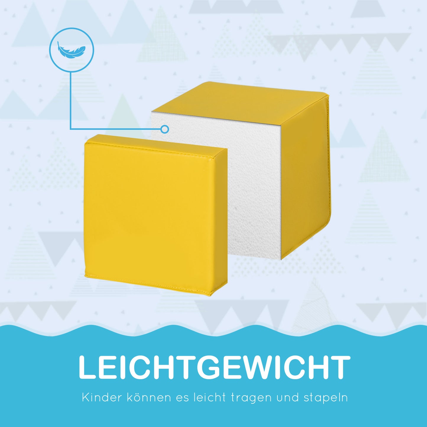 HOMCOM 12 TLG. Schaumstoff Bausteine Kinder Softbausteine Riesenbausteine Bauspielzeug für 1-3 Jahre alt Kinder Bausteinset Rot+Gelb