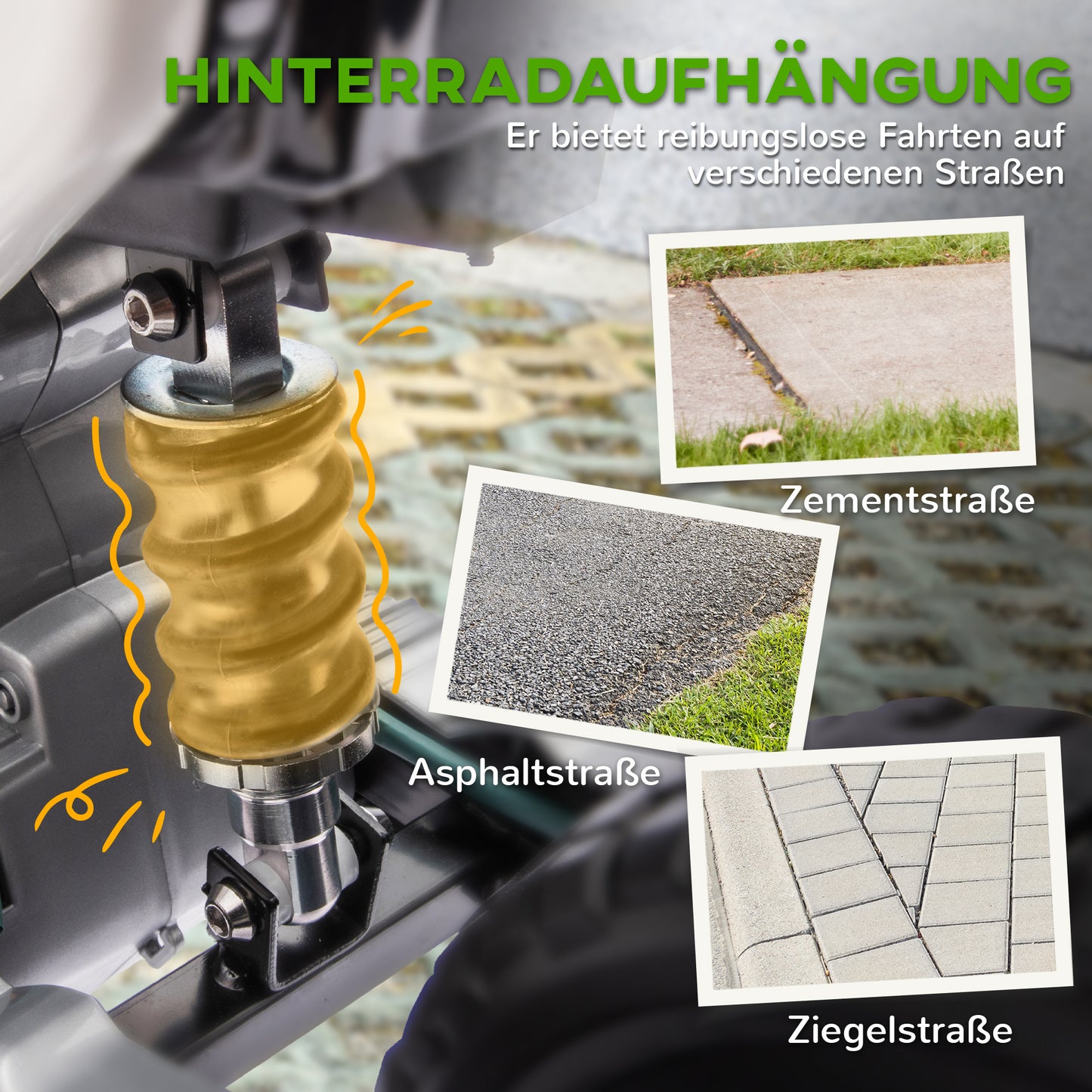 AIYAPLAY Elektro-Motorrad für Kinder, 12V Kindermotorrad mit Musik, Kinderfahrzeug mit Trainingsrädern, 3-6 Jahre, Grün