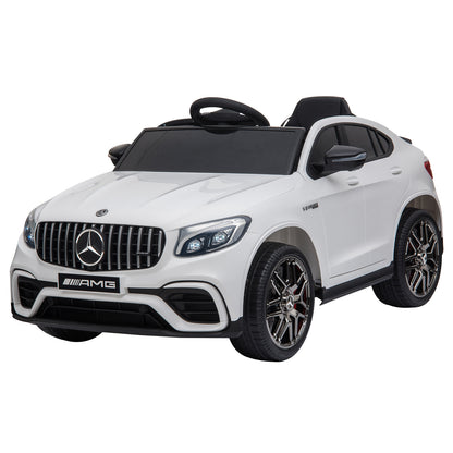 HOMCOM Kinderfahrzeug 12V Mercedes-Benz AMG GLC63S COUPE lizenzierter Elektroauto mit Fernbedienung Sicherheitsgurt 2 x 35W Motoren MP337-60 Monate Weiß 115 x 70 x 55 cm