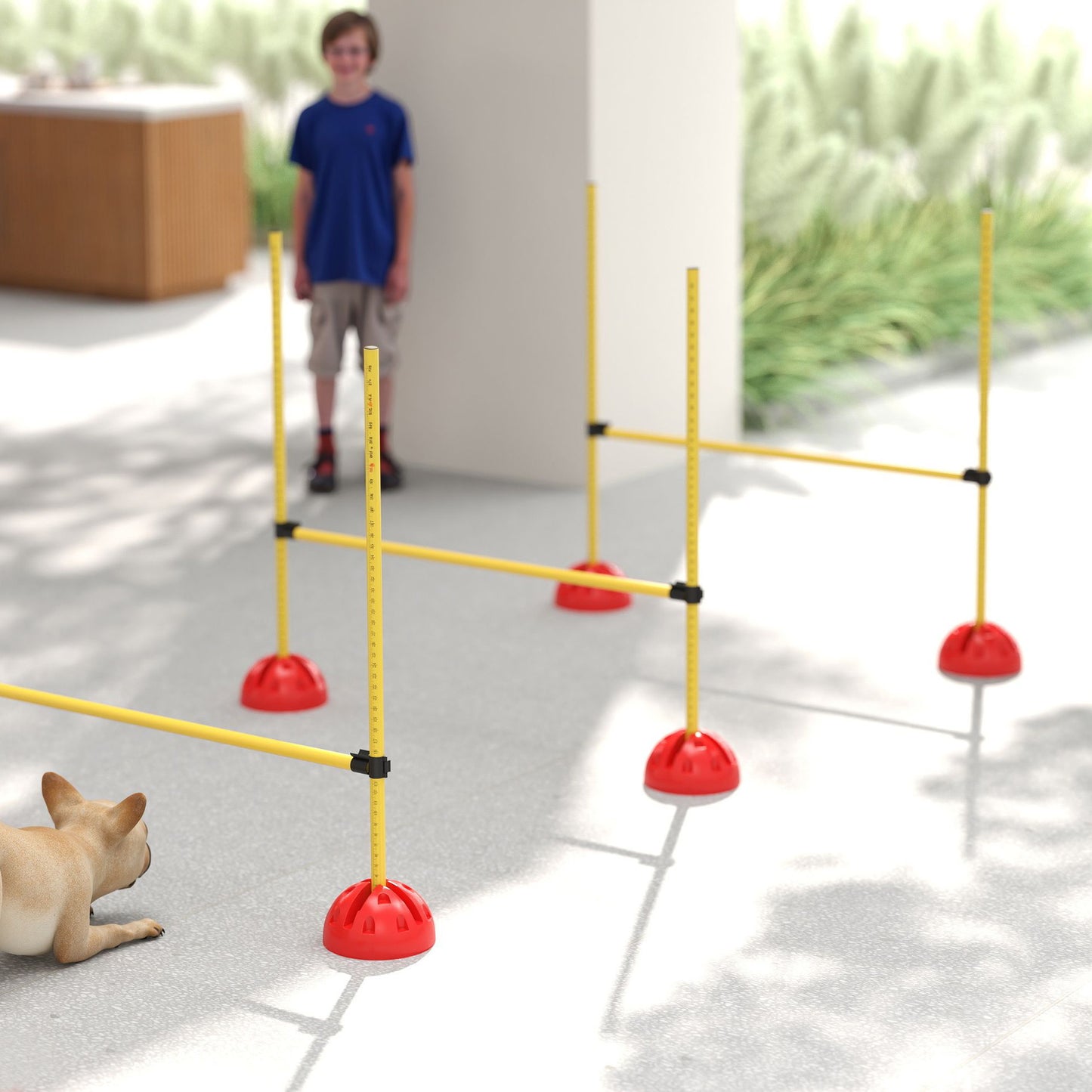 PawHut 4-teiliges Hunde-Agility-Set med 4 Hürden och Tragetasche für das Sprungtraining, Gelb