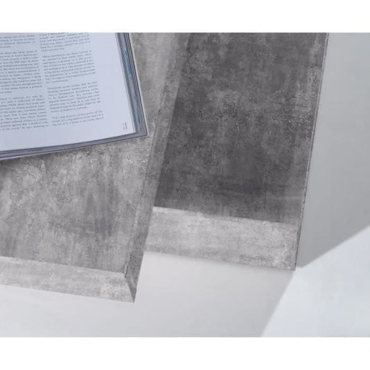 Pivoting square coffee table - Particle panel - Light gray concrete decor - Classic - L 78 x D 78 x H 35.4 cm - Coffee