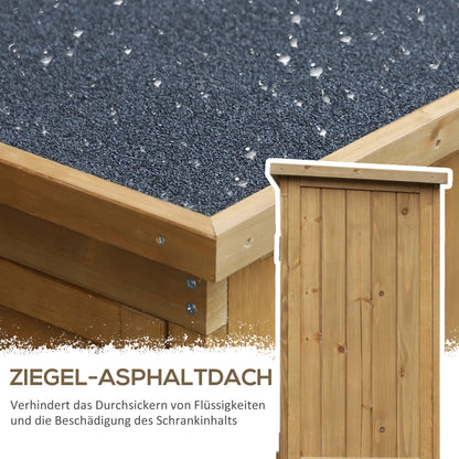 Outsunny Geräteschuppen mit Lamellentüren 3 Regale wetterbeständig 87 cm x 46,5 cm x 160 cm Tannenholz Braun