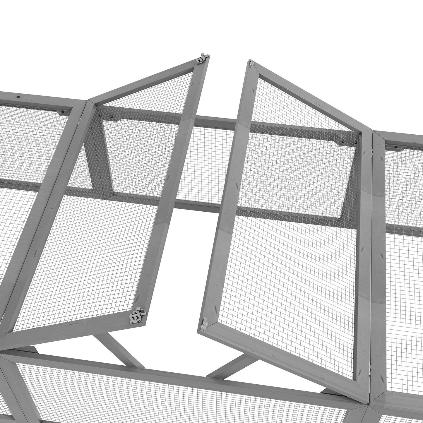 Pawhut Freilaufgehege für Kleintiere Aufklappbares Dach Tannenholz Grau