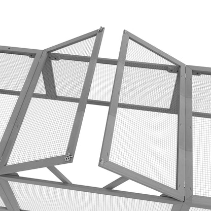 Pawhut Freilaufgehege für Kleintiere Aufklappbares Dach Tannenholz Grau