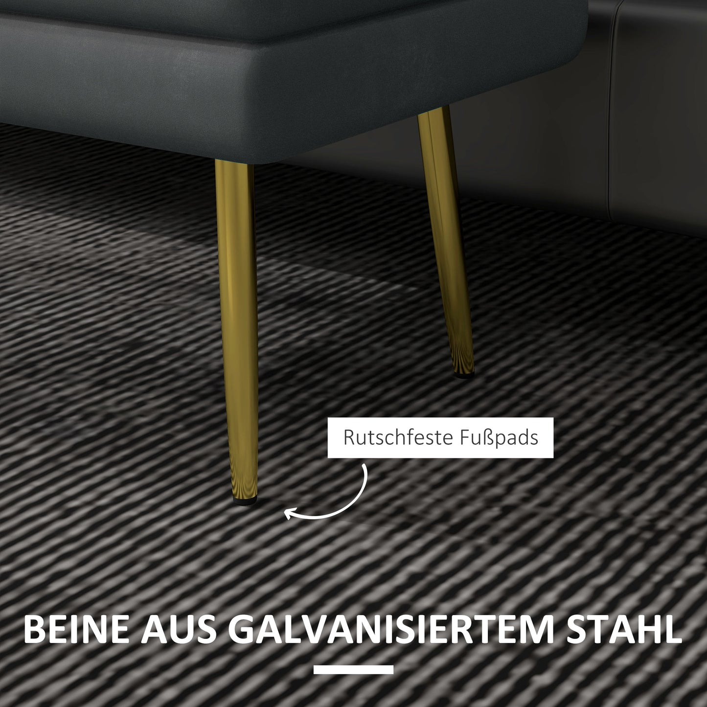 HOMCOM Sitzbank Polsterbank, mit Stauraum, Stahl, 79,5 cm x 37,5 cm x 43 cm, Dunkelgrau