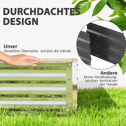 Outsunny Gartenbeet, Pflanzkasten mit Stahlgehäuse, Silber, 120 x 120 x 30 cm