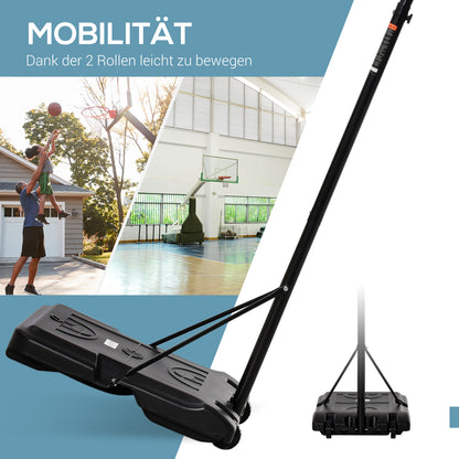 HOMCOM Basketballkorb, Basketballständer, höhenverstellbar, mit Wasser befüllbar, Schwarz