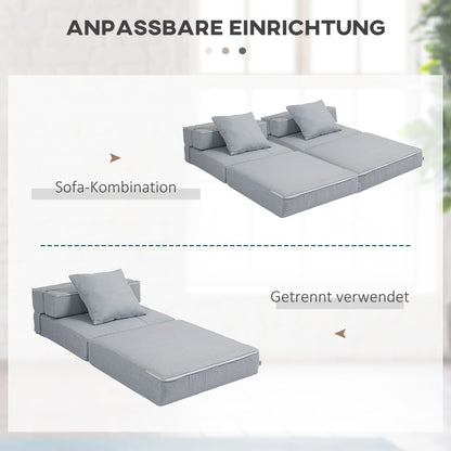 HOMCOM Relaxsessel Liegesessel Sessel mit Bettfunktion, inkl. 1 Kissen, 70 cm x 70 cm x 61 cm, Hellgrau
