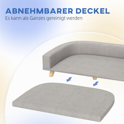 PawHut Hundesofa für große Hunde bis 30 kg, gepolsterte, Kiefernholzbeine, 98 x 67 x 25 cm, Grau