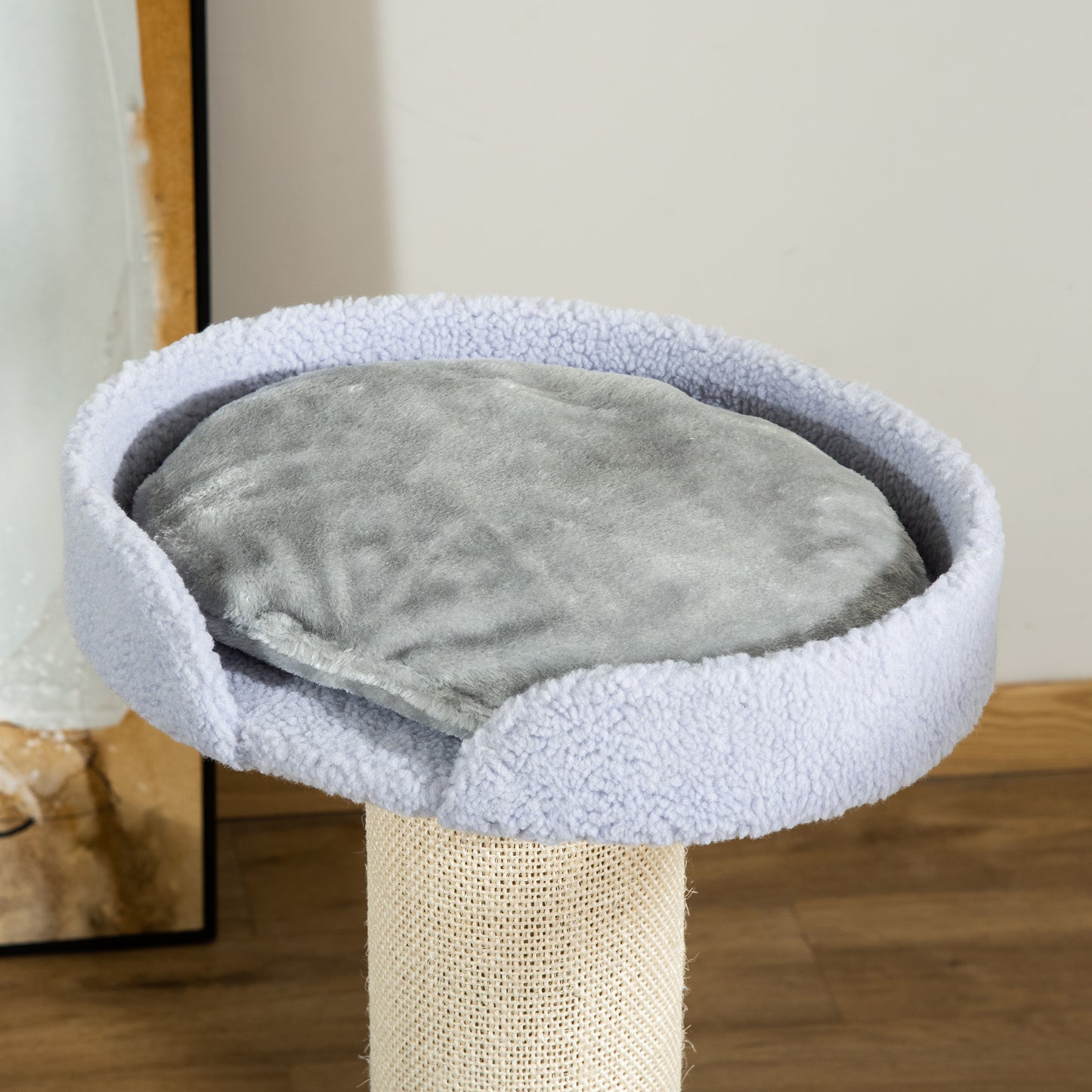 PawHut Kratzbaum 91 cm Katzenturm mit Sisalstämme, Plattform, Kissen mehrstöckiger Katzenkratzbaum, Kletterbaum, für mittelgroße Katzen, Hellblau