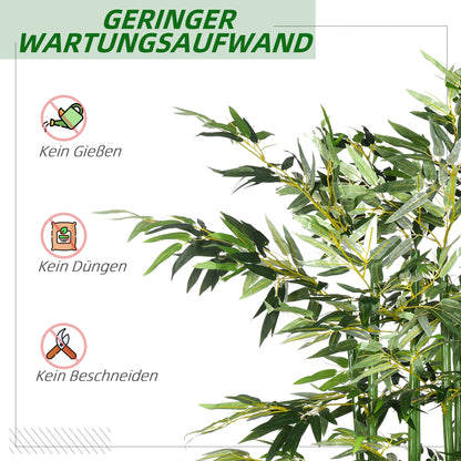 HOMCOM Künstlicher Bambus, Kunstpflanze, Dekopflanze, echtes Aussehen, pflegeleicht, für den Hausgebrauch, 180 cm hoch, Grün