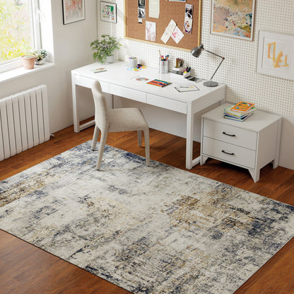 HOMCOM Wohnzimmerteppich, Polyester, modernes künstlerisches Muster, waschbar, Grau