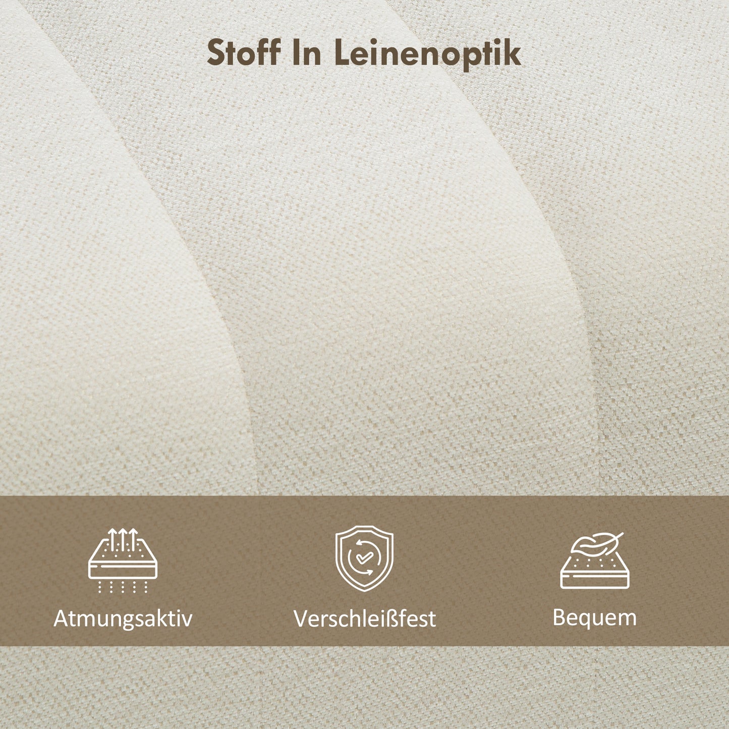 HOMCOM Moderne Schlafzimmerbank, Polsterbank mit Holzrahmen, bis zu 220 kg belastbar, Fußstütze, Cremeweiß