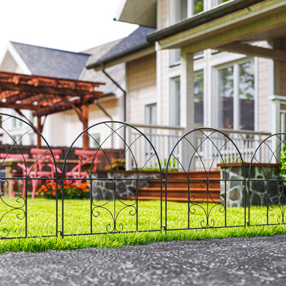 Outsunny Gartenzaun Zaun Stahl 300 cm x 70 cm hoch Dekorativer Gitterzaun Set Zaunelemente Schwarz